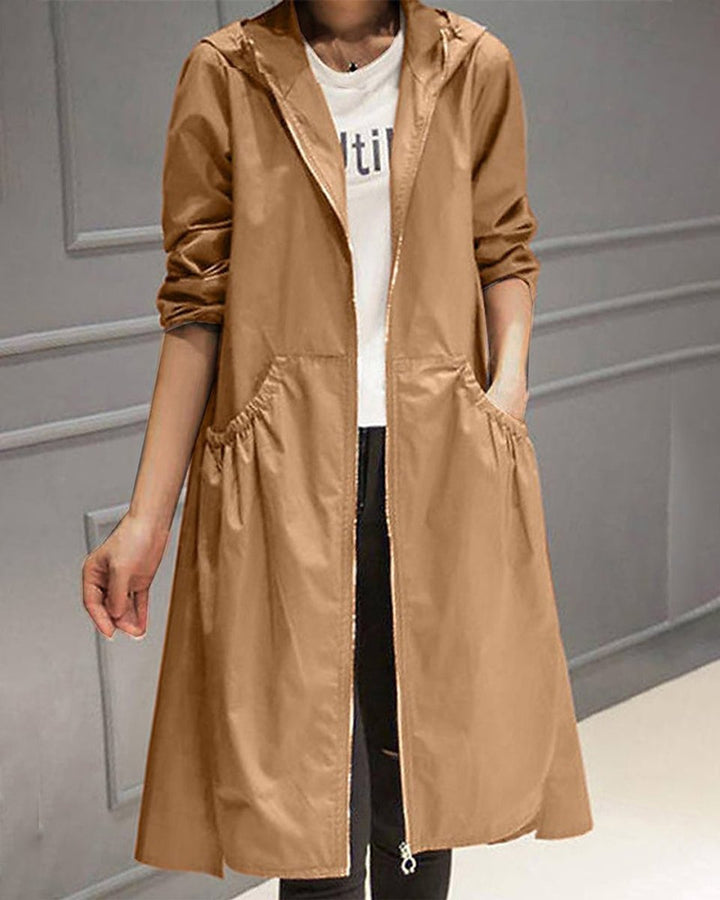 Kathleen | Casaco Trench Longo com Capuz e Zíper