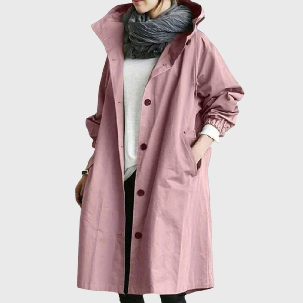 Ruth | Casaco Trench Longo com Capuz e Corte Relaxado