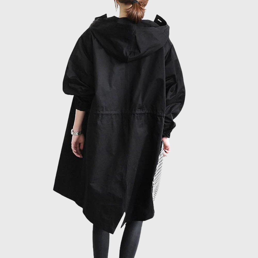 Ruth | Casaco Trench Longo com Capuz e Corte Relaxado