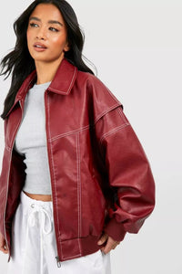 Renée | Casaco Bomber Oversized com Costura em Contraste