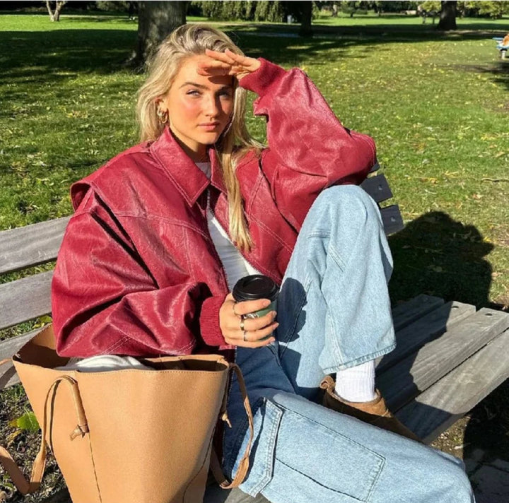 Renée | Casaco Bomber Oversized com Costura em Contraste