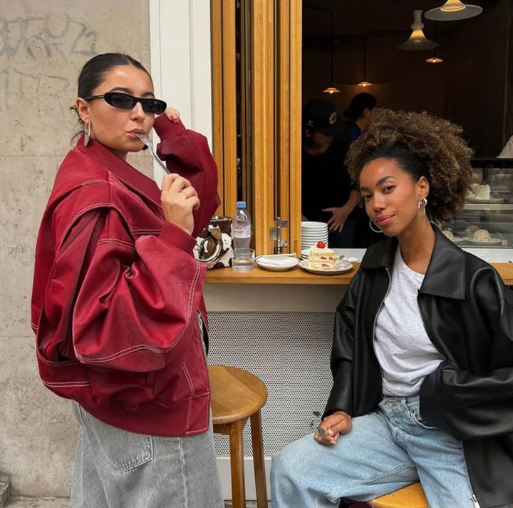 Renée | Casaco Bomber Oversized com Costura em Contraste