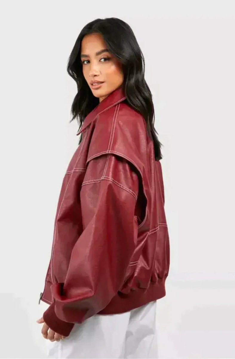 Renée | Casaco Bomber Oversized com Costura em Contraste