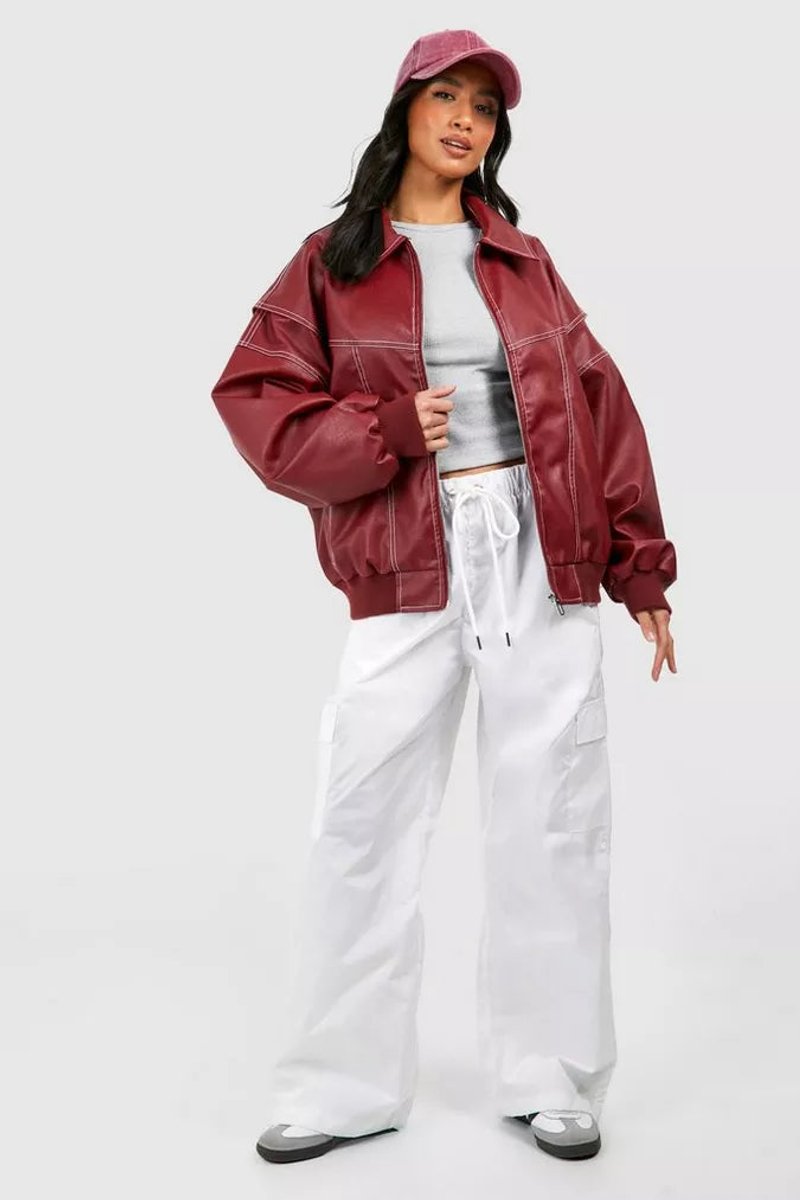 Renée | Casaco Bomber Oversized com Costura em Contraste