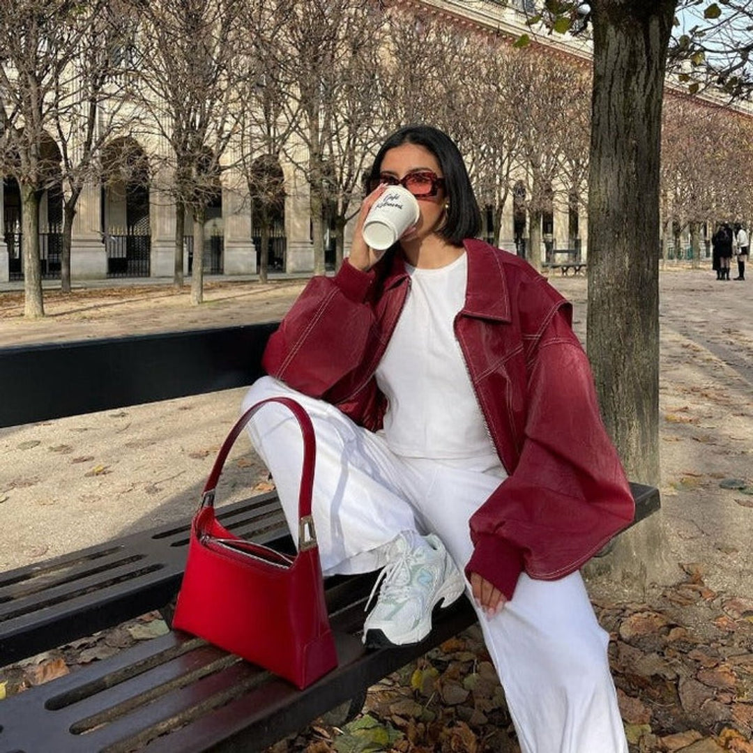 Renée | Casaco Bomber Oversized com Costura em Contraste
