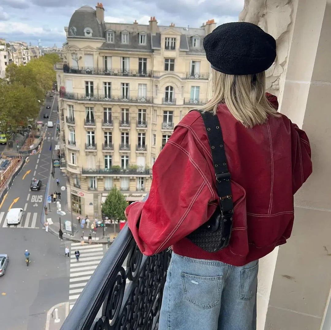 Renée | Casaco Bomber Oversized com Costura em Contraste