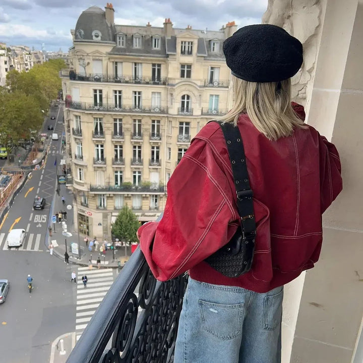 Renée | Casaco Bomber Oversized com Costura em Contraste