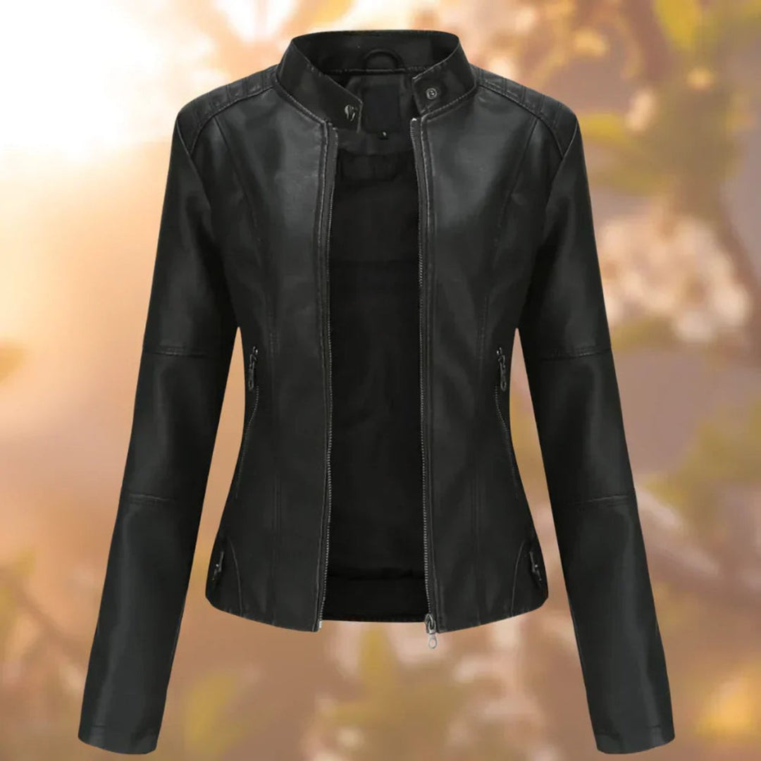 Larissa | Casaco Moto Feminino Slim-Fit com Zíper
