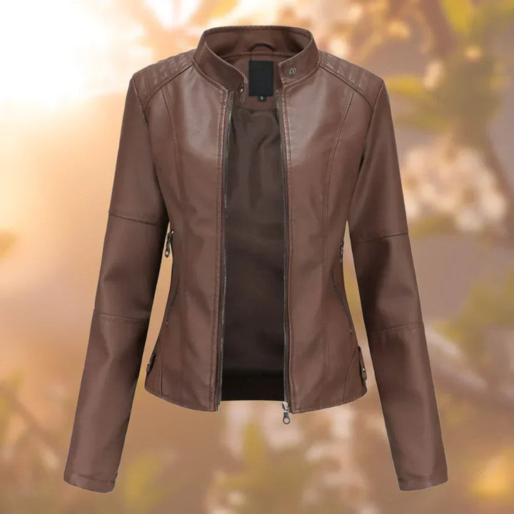 Larissa | Casaco Moto Feminino Slim-Fit com Zíper