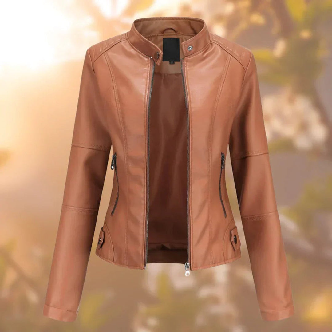 Larissa | Casaco Moto Feminino Slim-Fit com Zíper